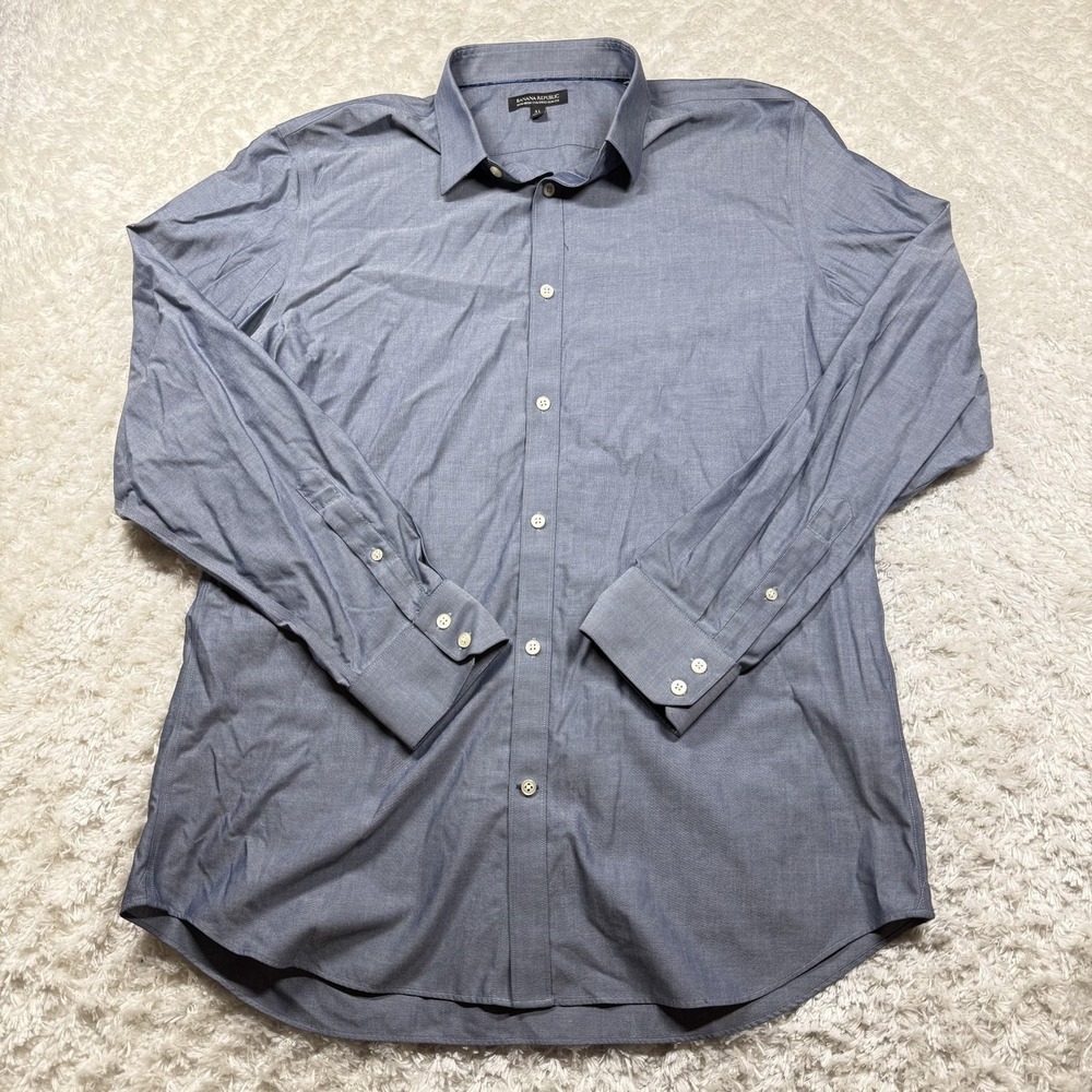 Banana Republic Shirt Mens XL Blue Slim Button Down Dress Work Casual Office - Picture 1 of 10